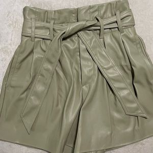 Zara light Green leather shorts -XS
